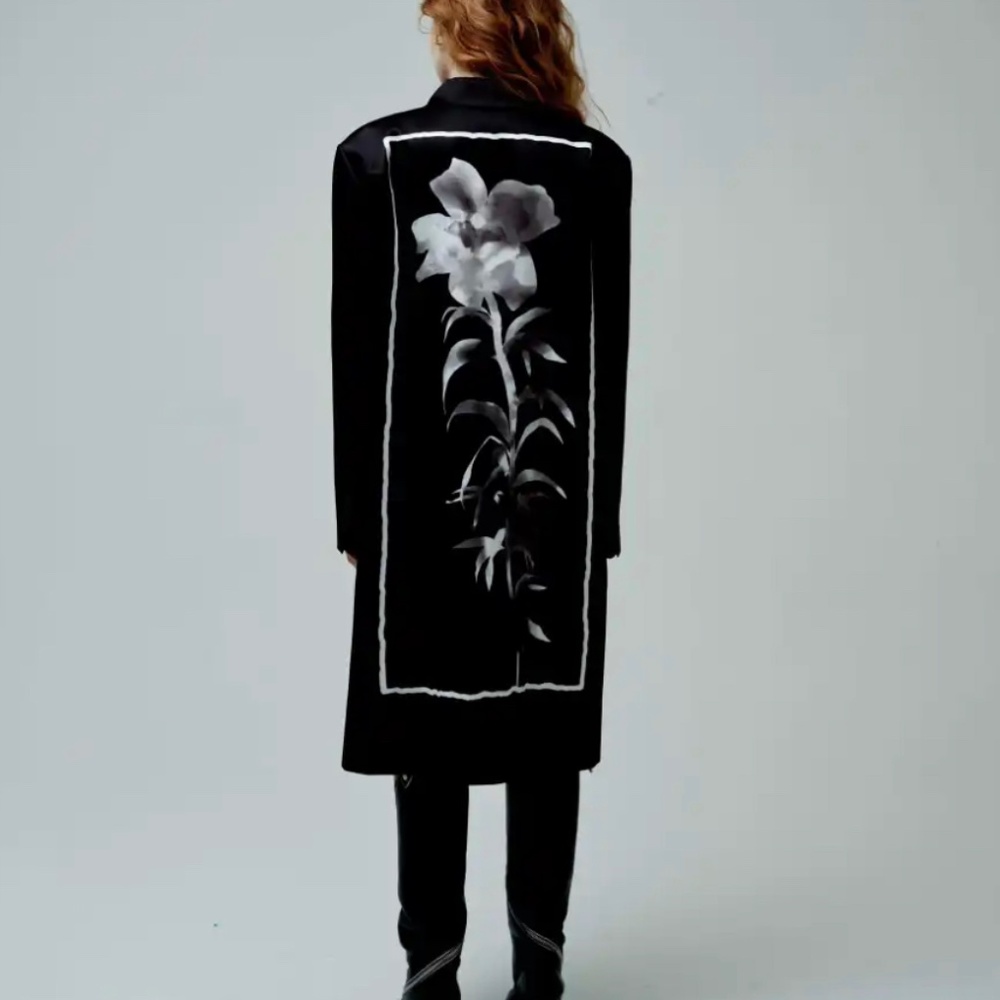 serrer flower long blazer jacket